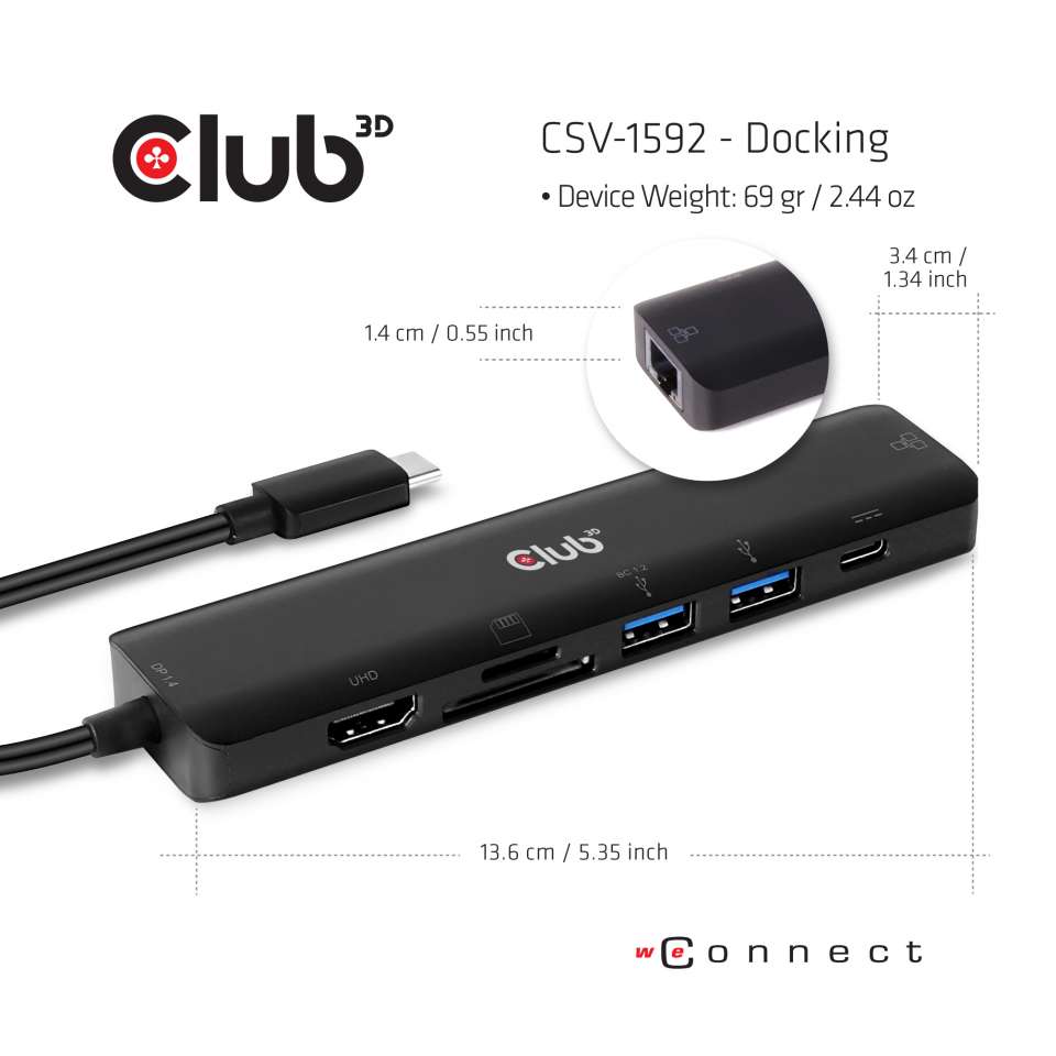 Club 3D USB-C Dockingstation 7-in-1 Hub