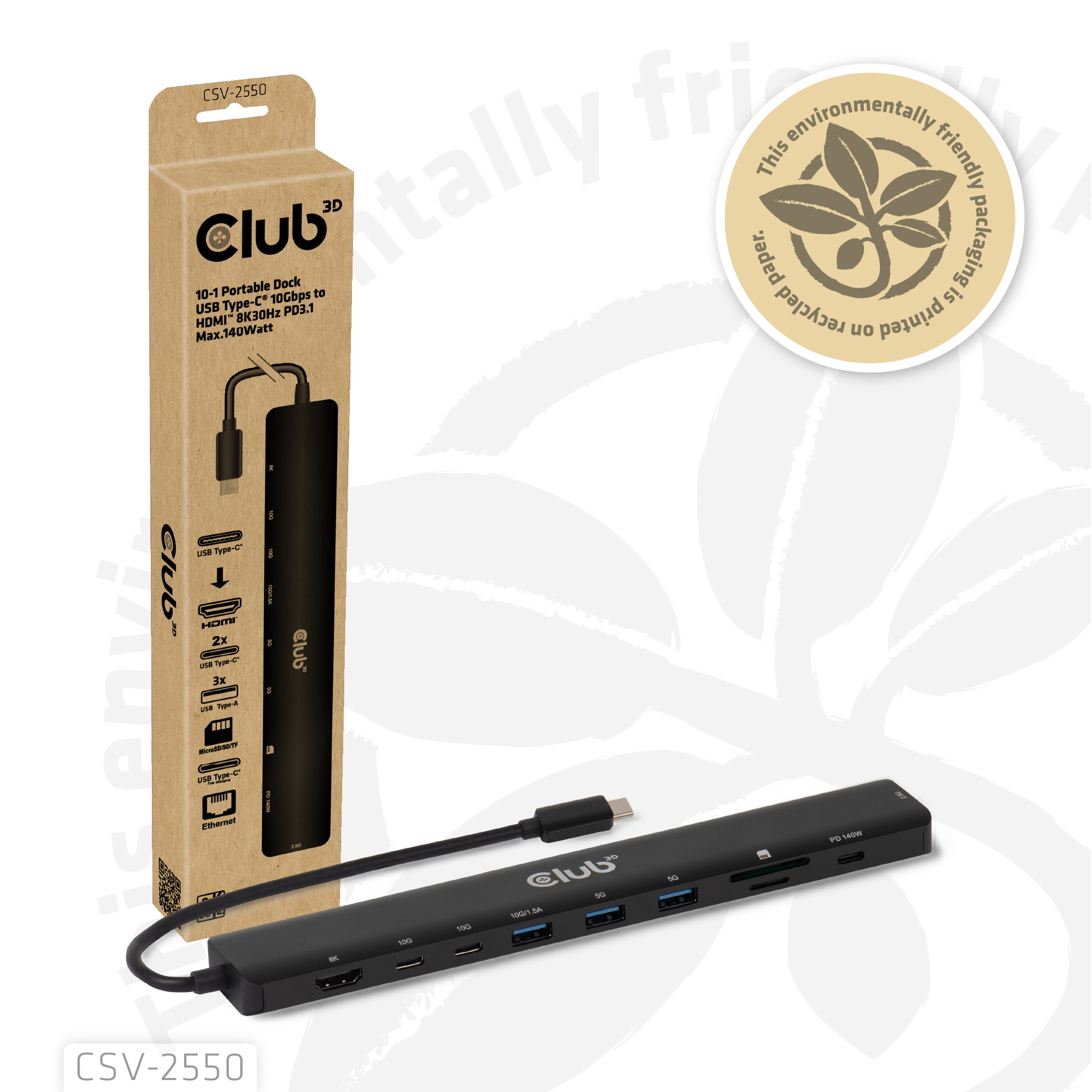 Club 3D USB-C Dockingstation HDMI 8K30Hz 10 in 1