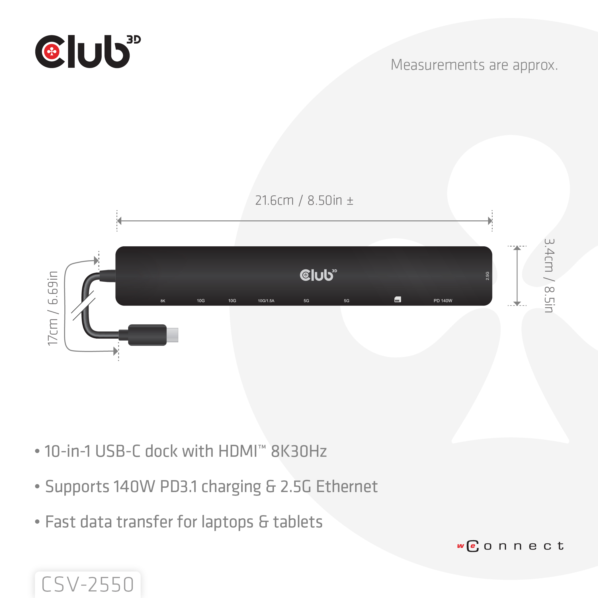 Club 3D USB-C Dockingstation HDMI 8K30Hz 10 in 1
