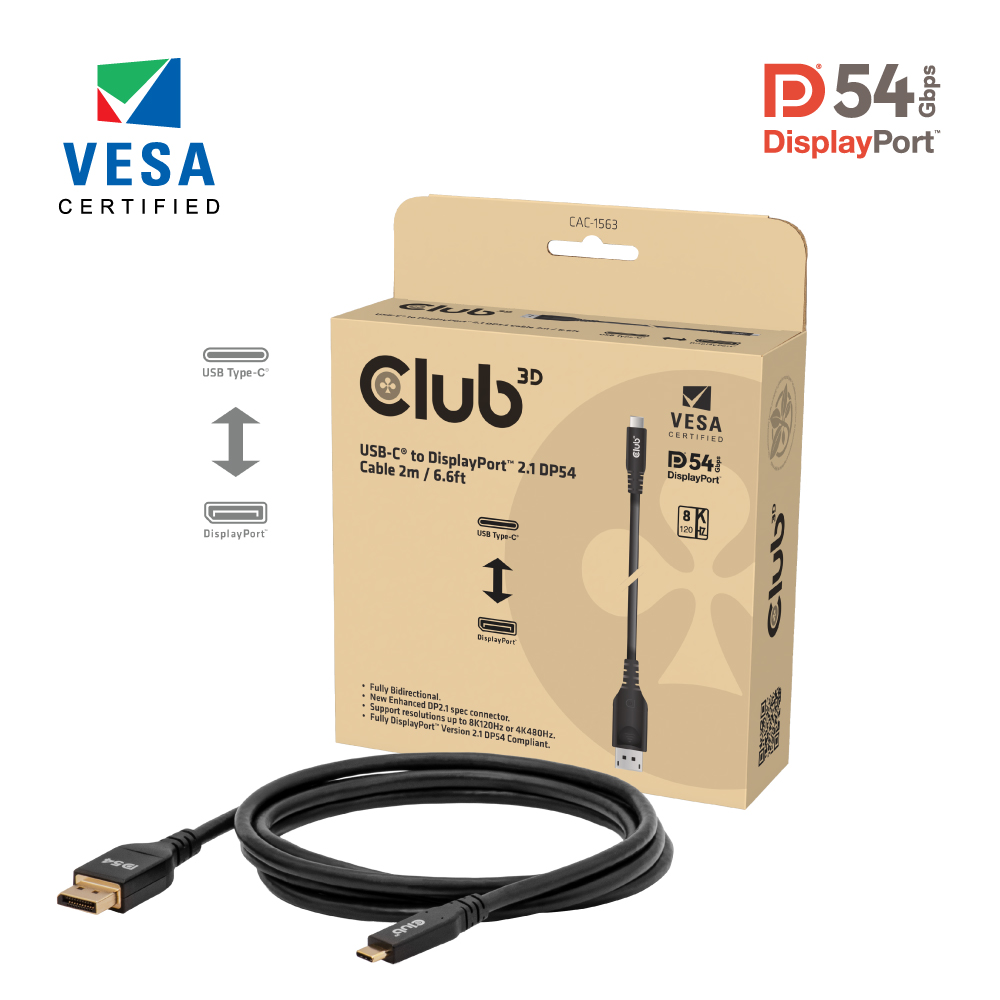 Club 3D USB Typ C > DisplayPort 2.1 - Kabel - 2m