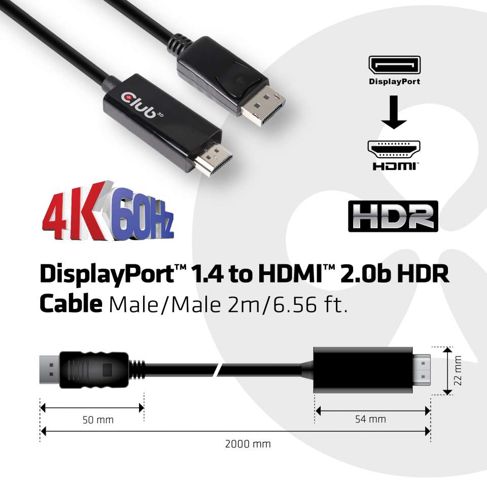 Club 3D DisplayPort auf HDMI Kabel - 2 m