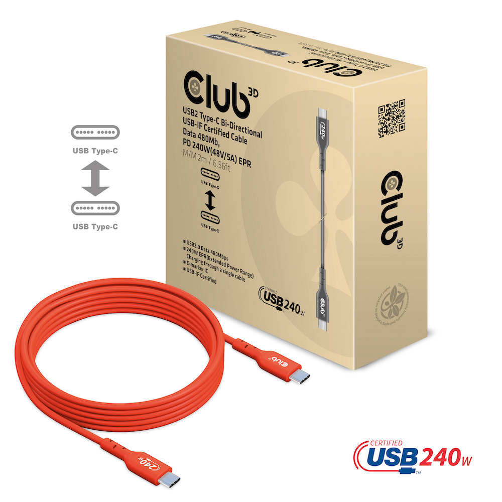 Club 3D USB 2 Typ-C Datenkabel - 2m