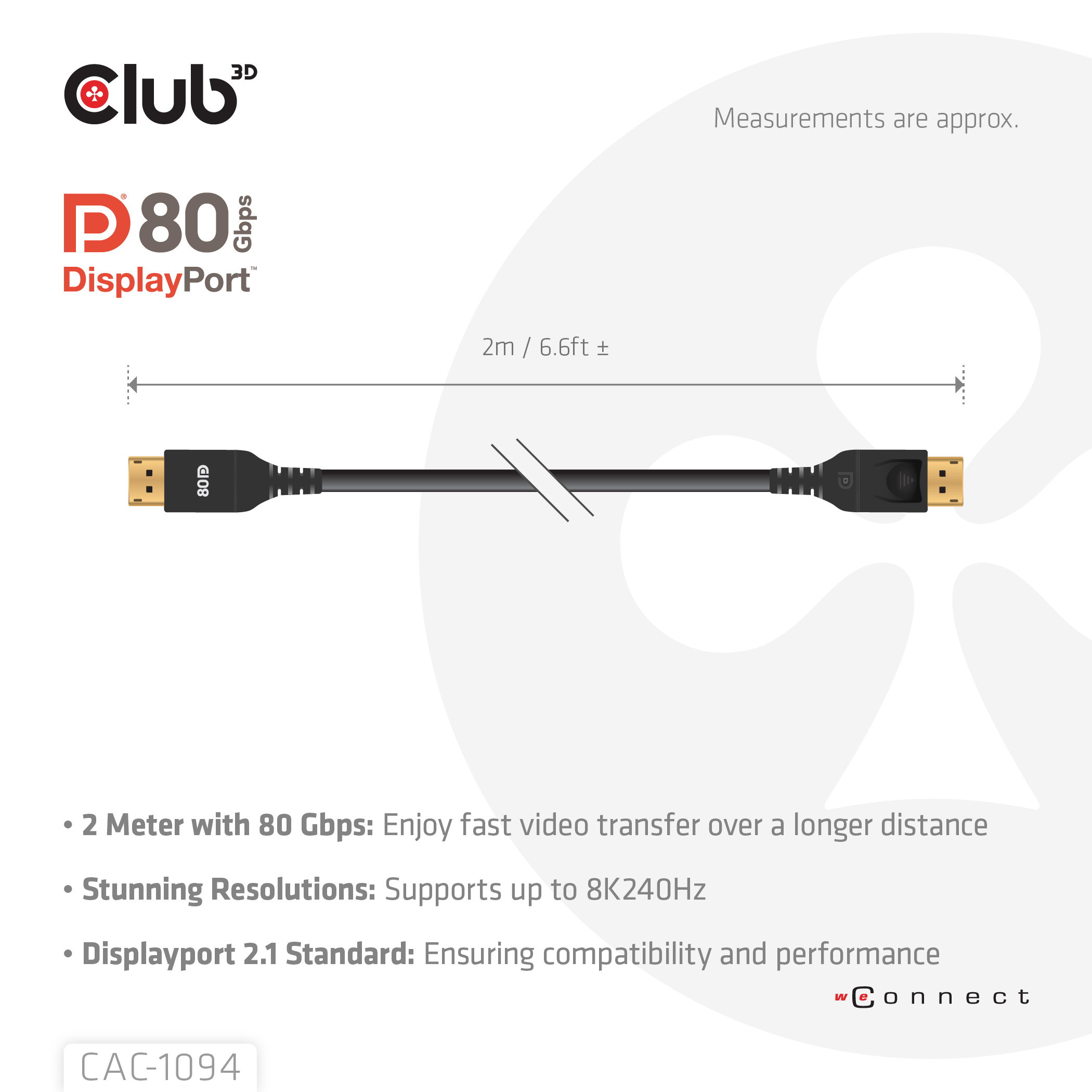 Club 3D DisplayPort 8K240Hz Kabel - 2m