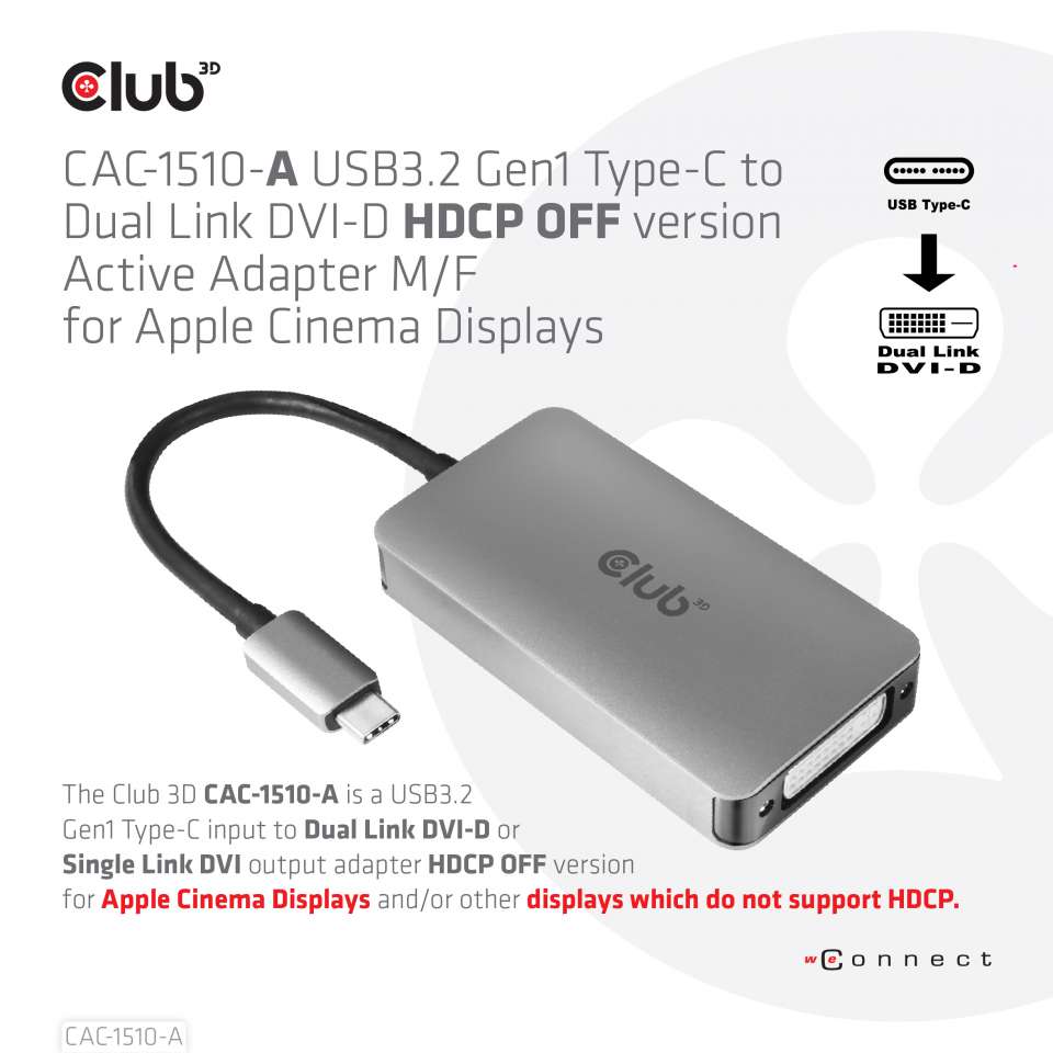 Club 3D USB-C auf DVI-D Adapter - HDCP OFF