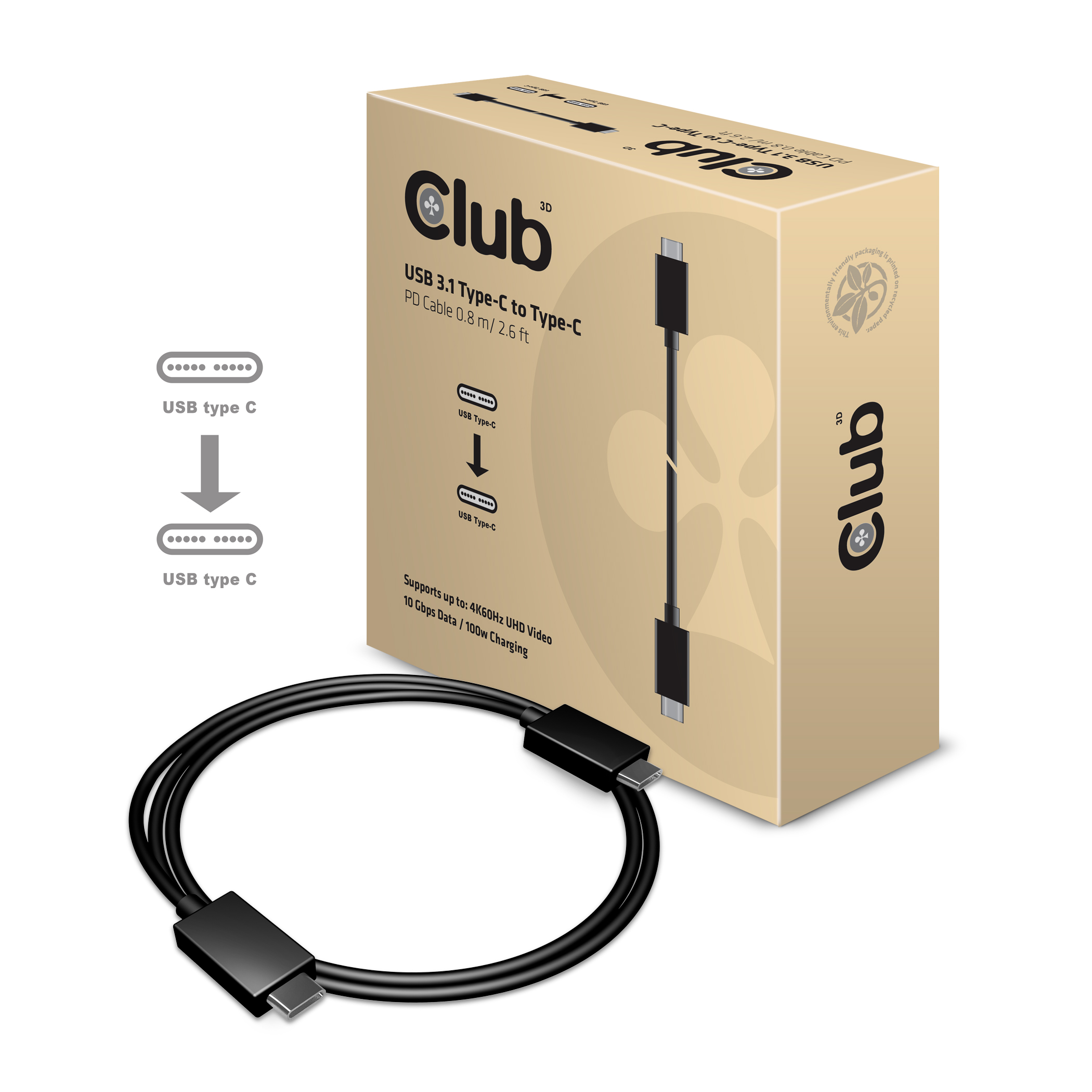 Club 3D USB 3.1 Typ-C PD Kabel - 1 m