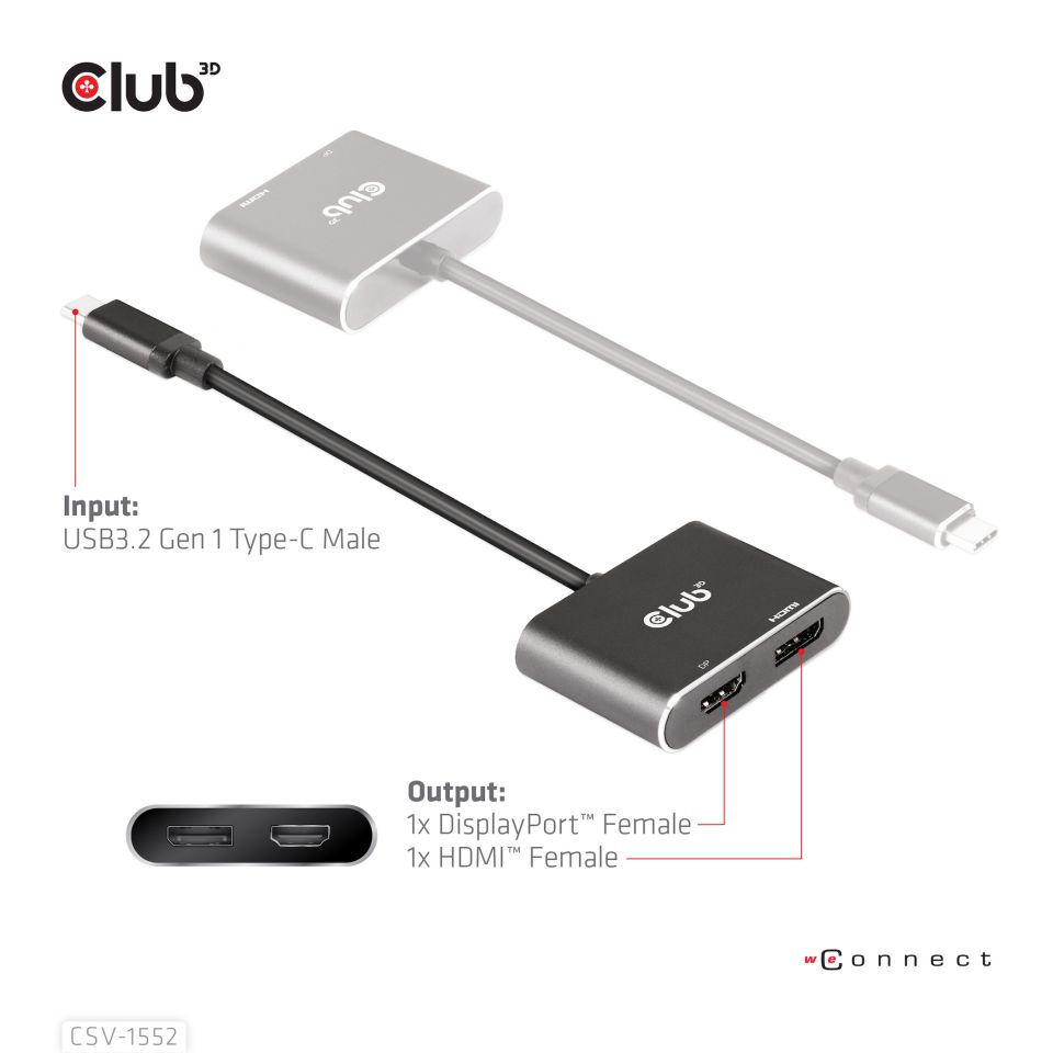 Club 3D Multi Stream Transport (MST) HUB - Dual Display