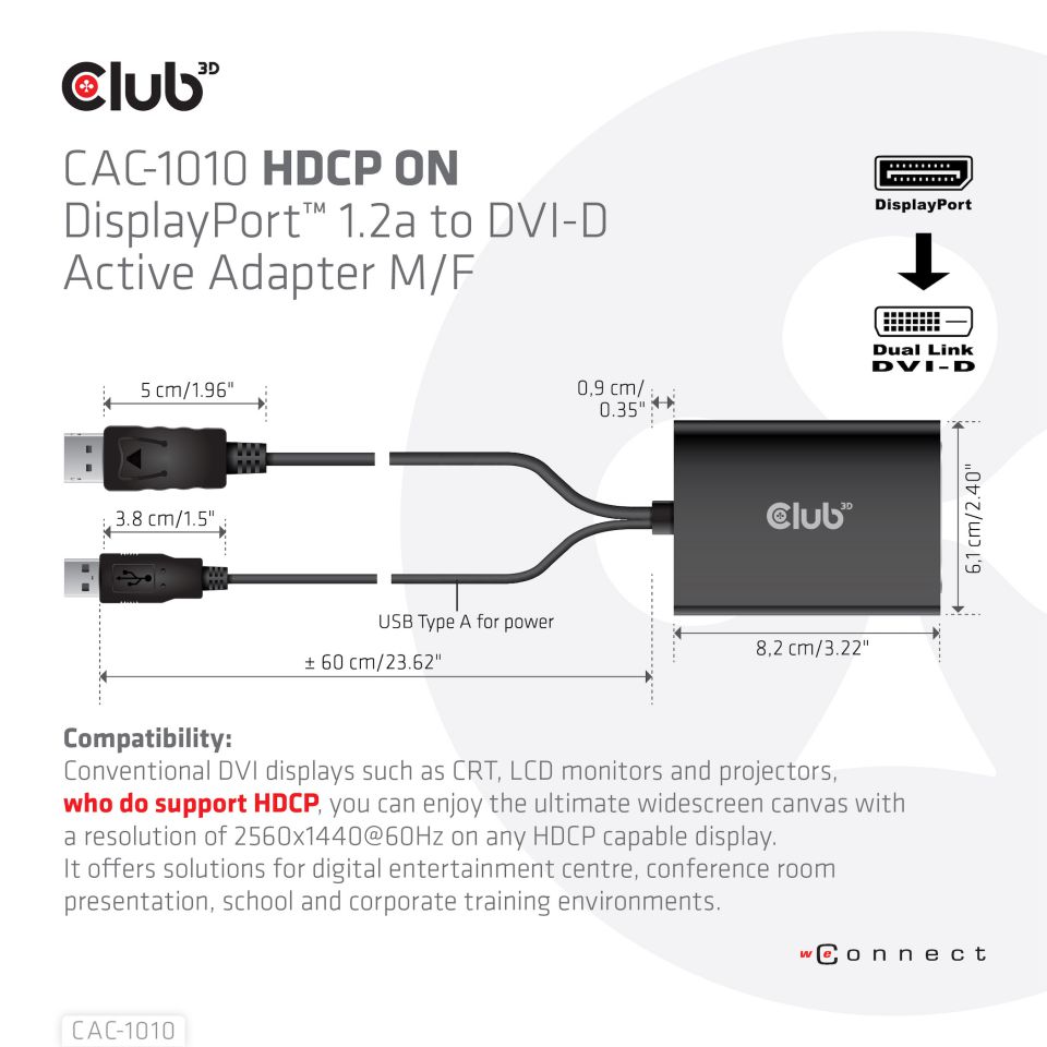 Club 3D DisplayPort auf DL-DVI-D Adapter