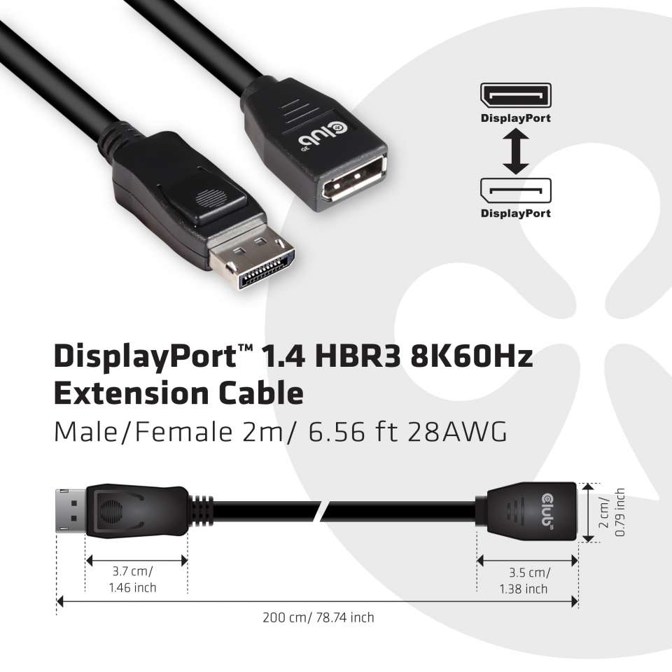 Club 3D DisplayPort Verlängerungskabel - 2 m