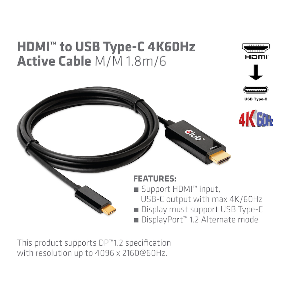 Club 3D HDMI auf USB-C Kabel - 1,8m