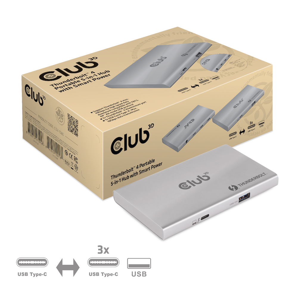 Club 3D Thunderbolt 4 portabler 5-in-1 Hub 