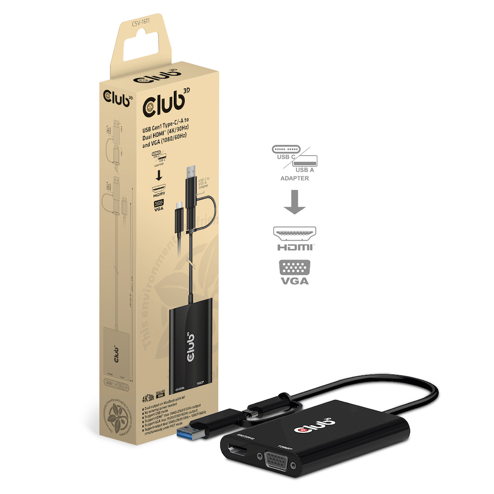 Club 3D USB-C auf Dual HDMI Adapter