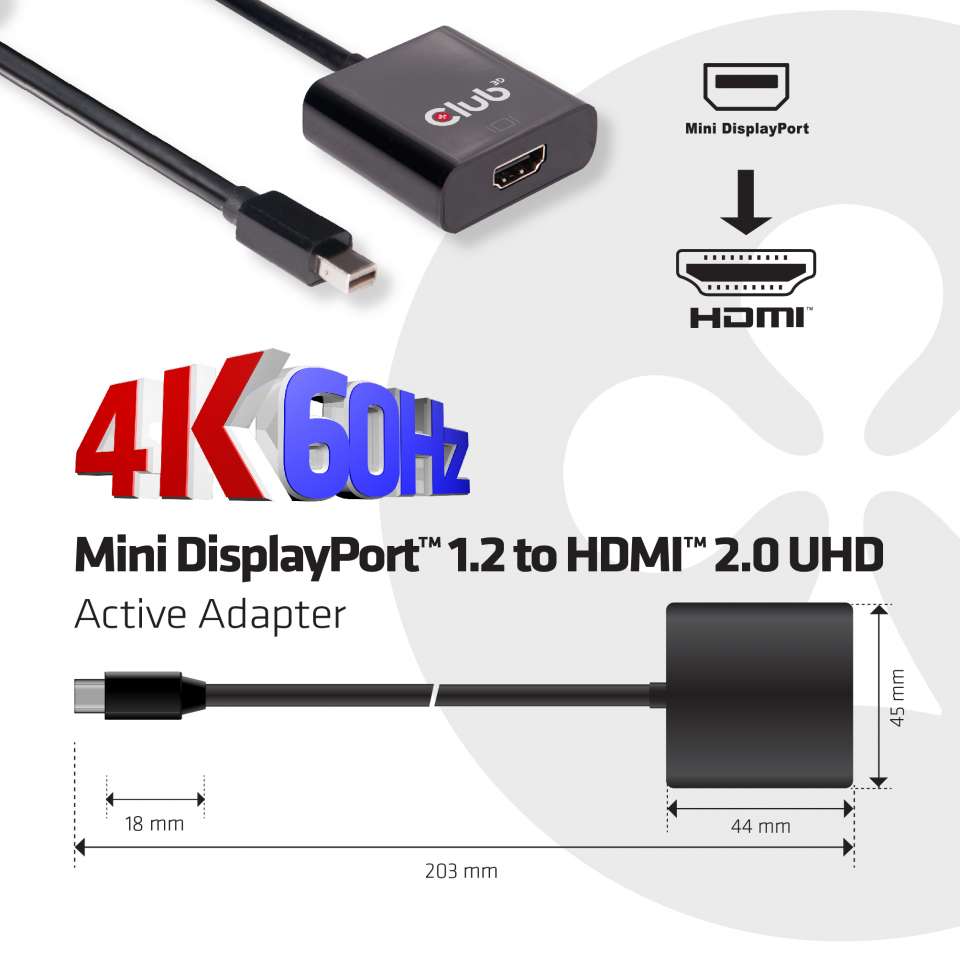 Club 3D Mini DisplayPort auf HDMI 2.0 Adapter