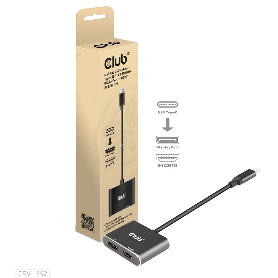 Club 3D Multi Stream Transport (MST) HUB - Dual Display
