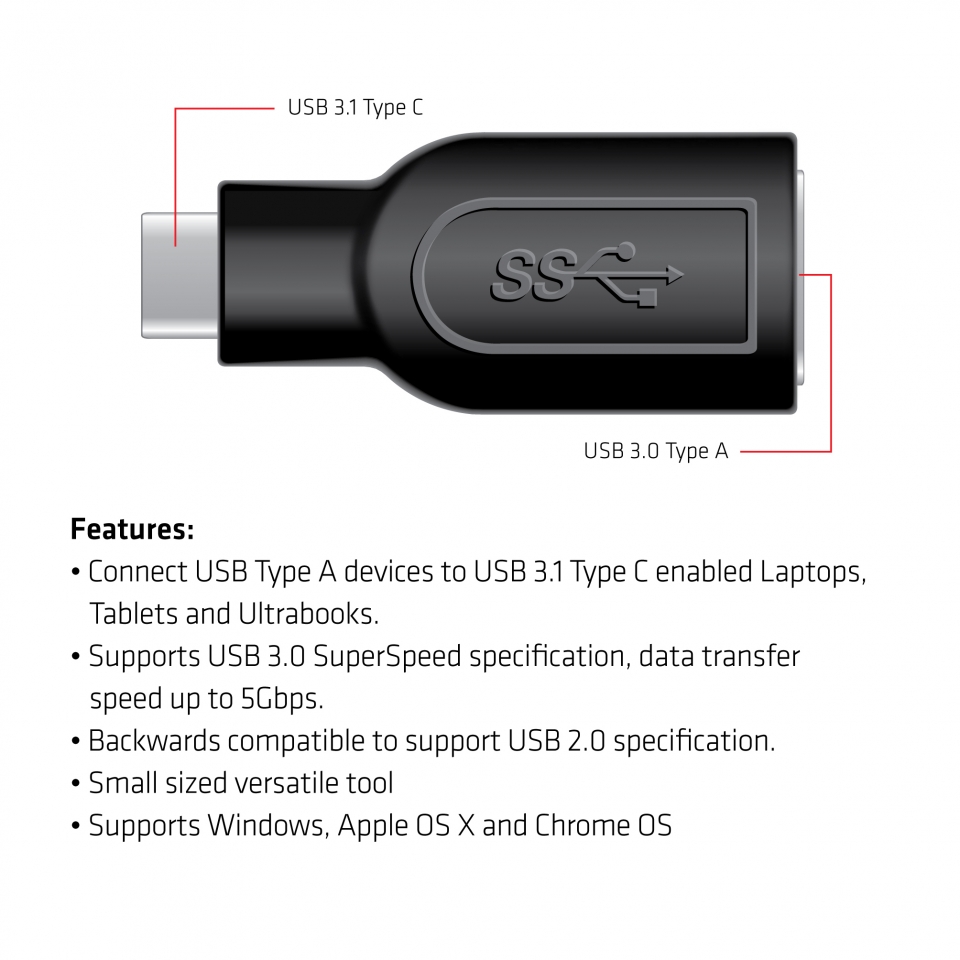 Club 3D USB-C auf USB-A Adapter