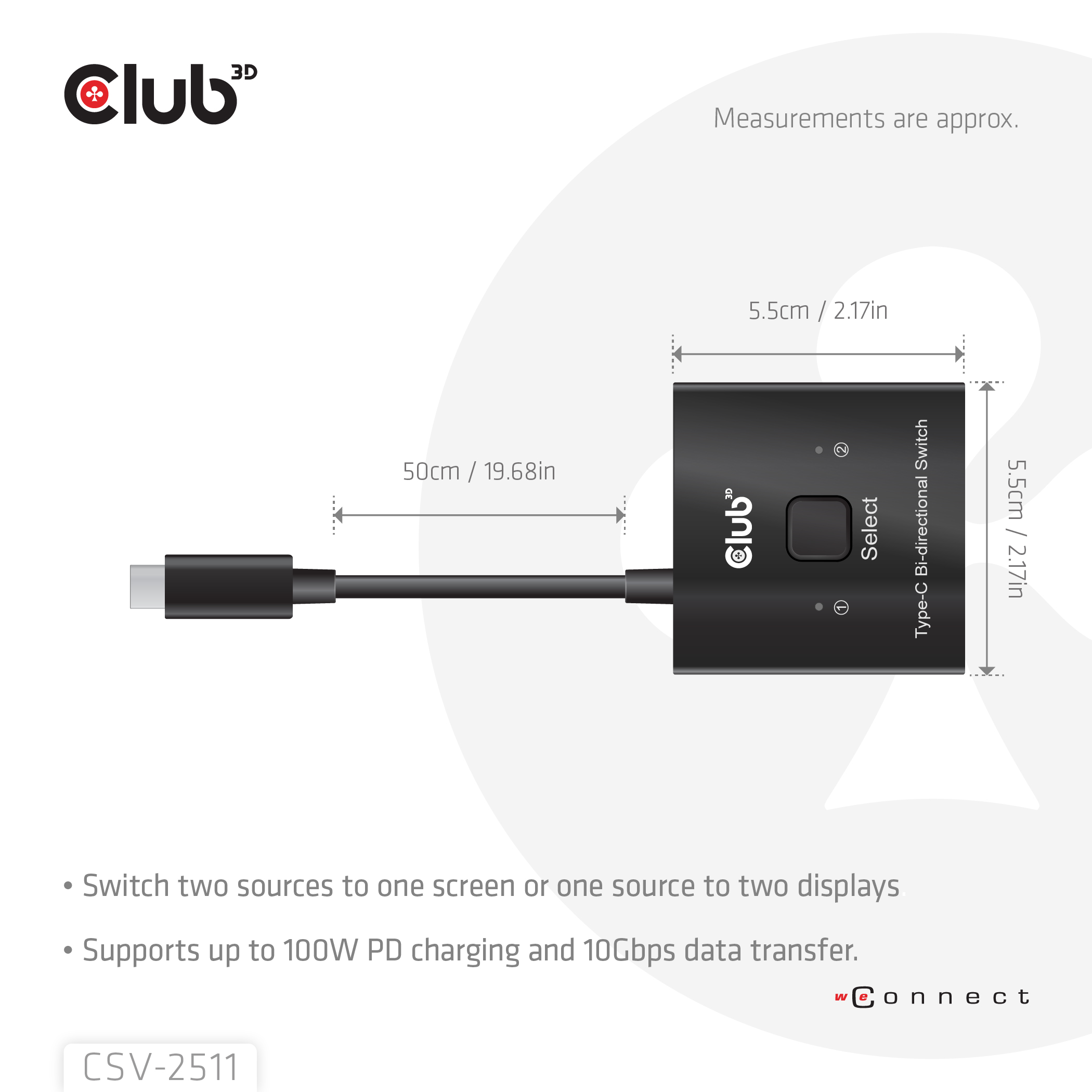 Club 3D USB-C Switch - bidirektional 