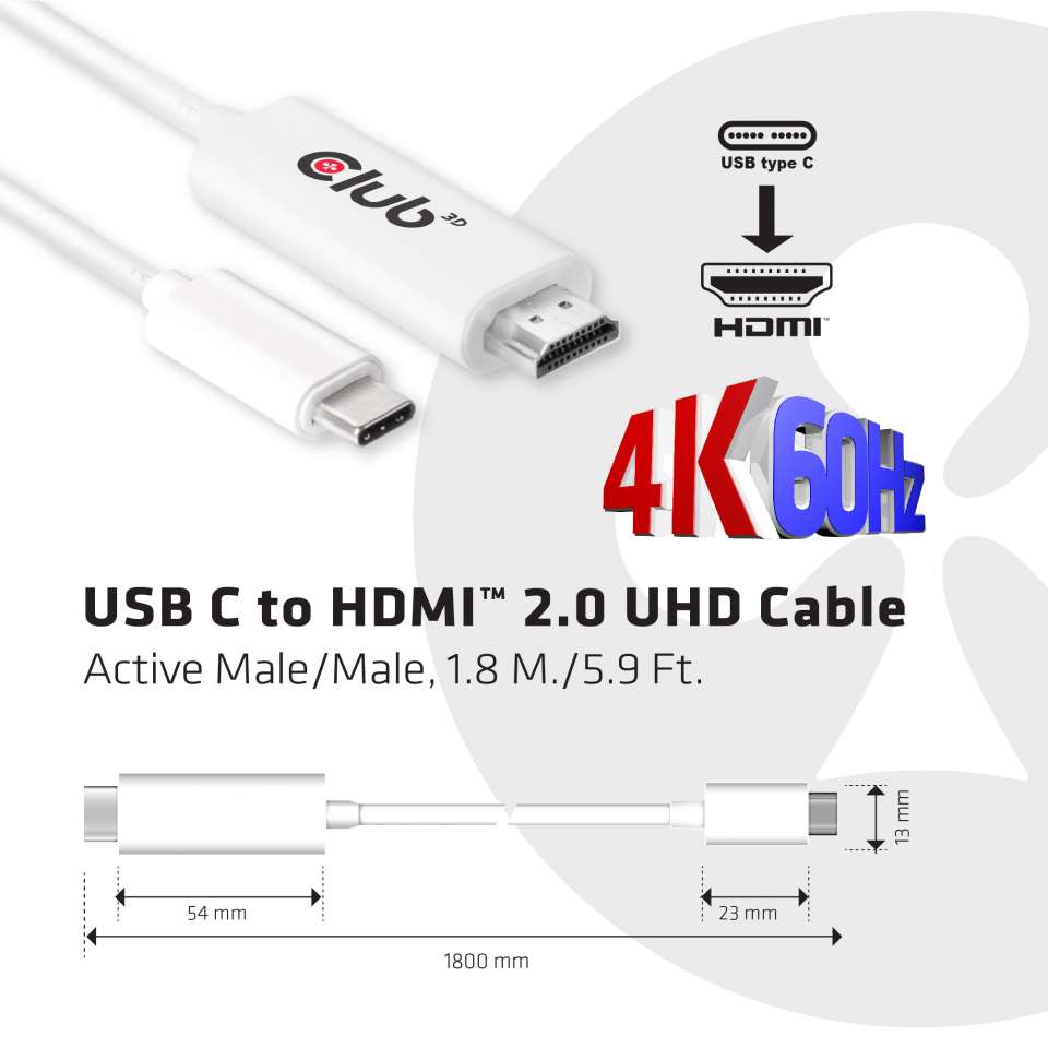 Club 3D USB-C auf HDMI Kabel - 1,8m