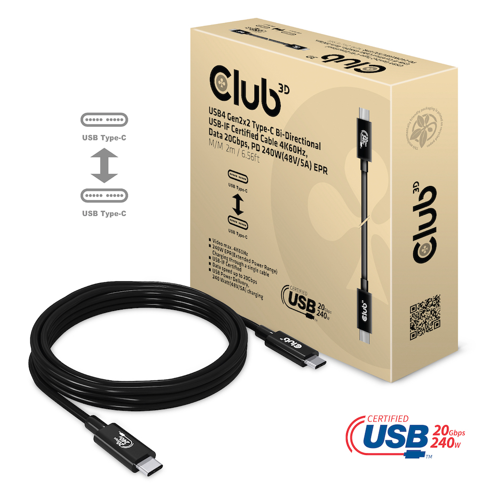 Club 3D USB 4 Typ-C Datenkabel - 2m