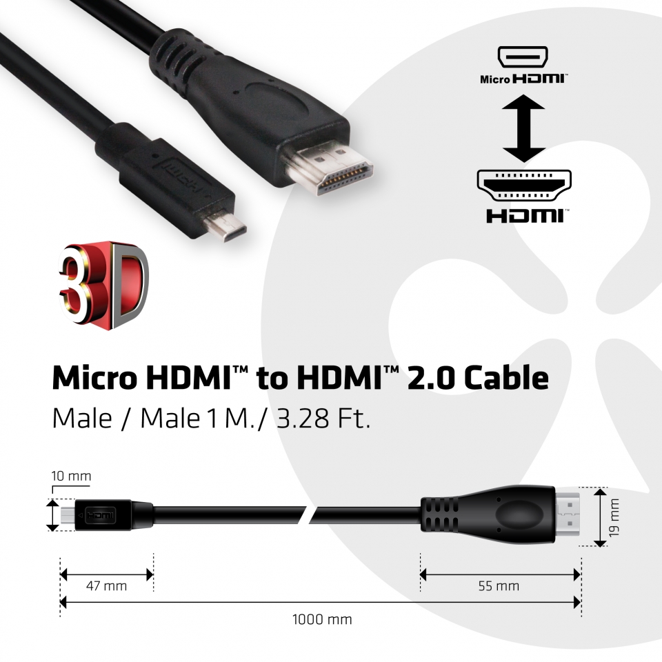 Club 3D Micro HDMI auf HDMI-Kabel - 1 m