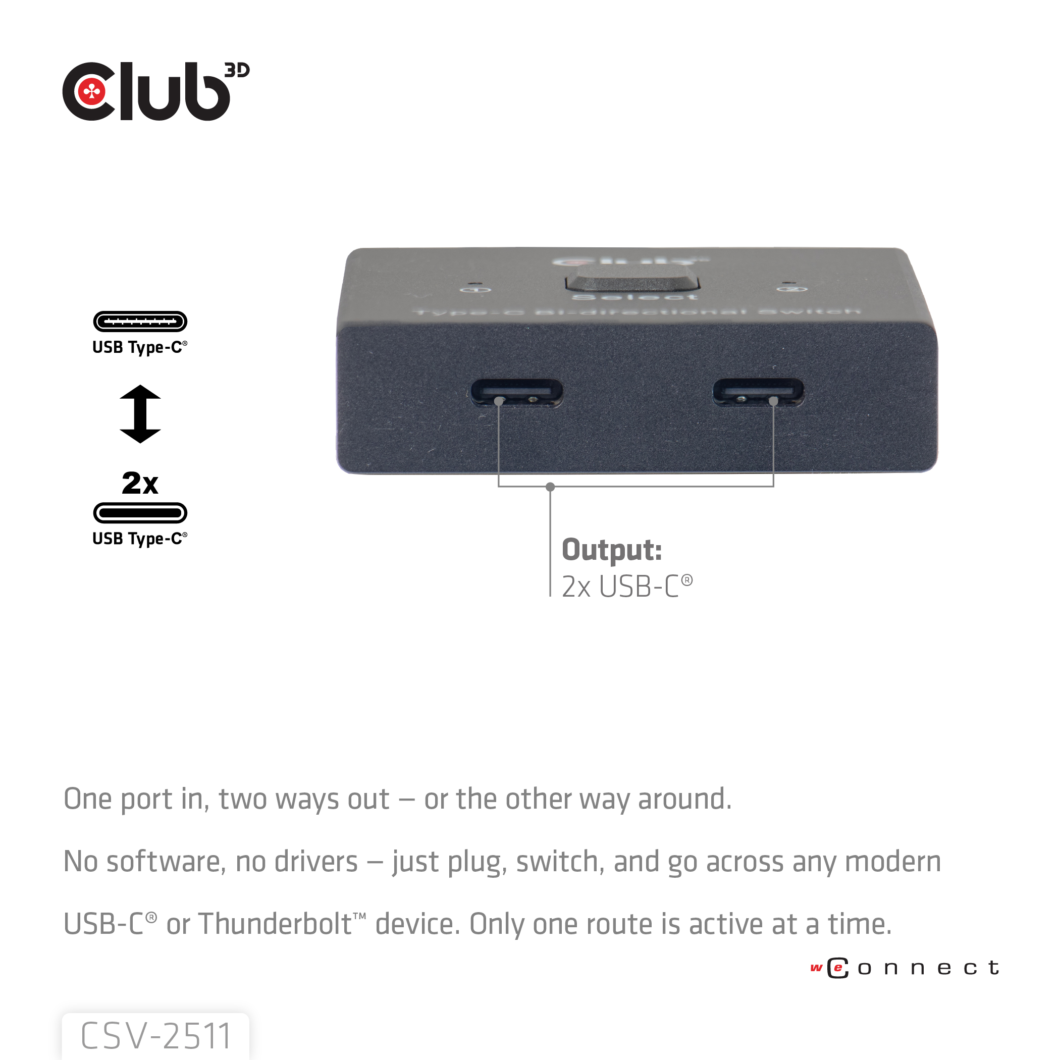Club 3D USB-C Switch - bidirektional 