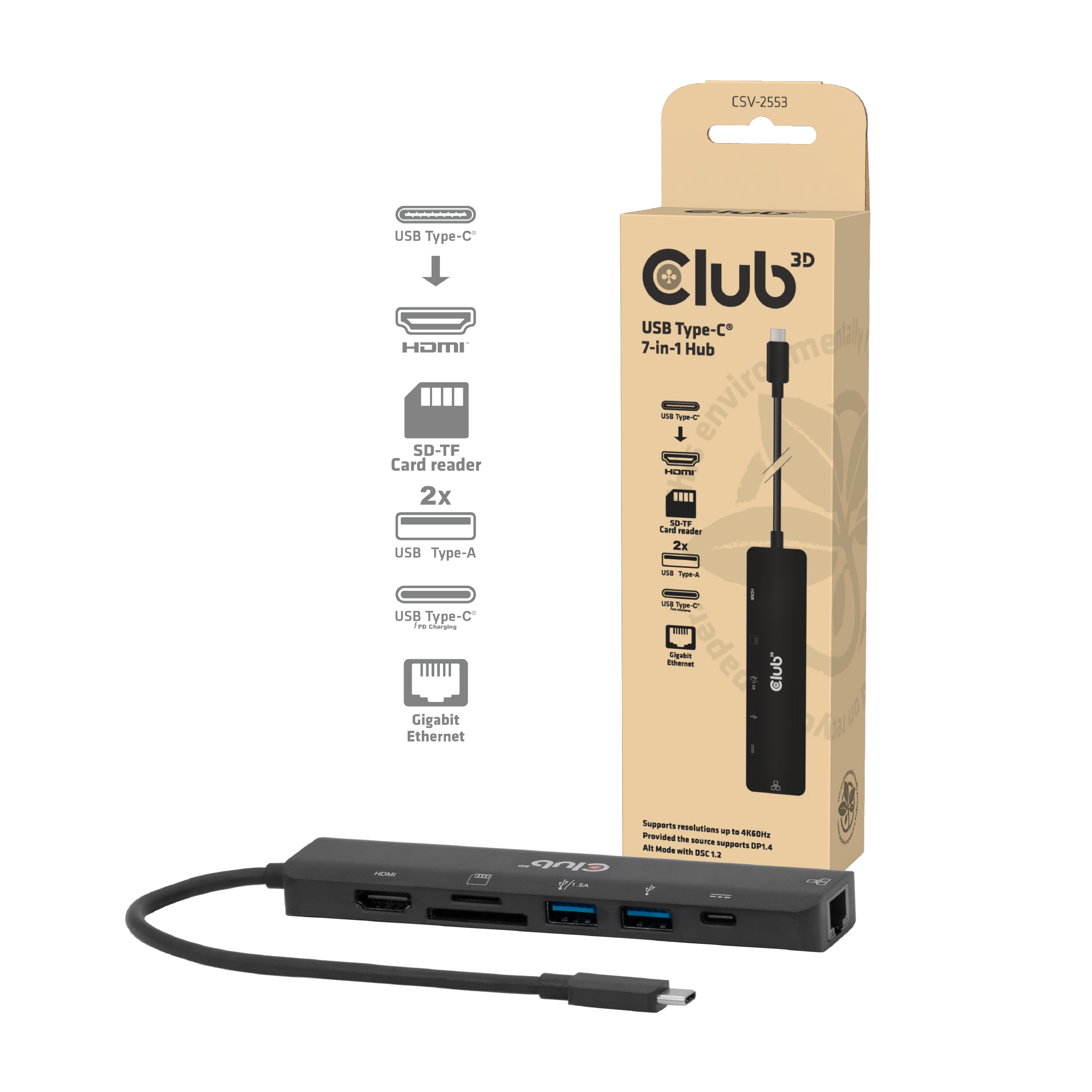Club 3D 7-in-1 Dockingstation HDMI 4K60Hz - 100W