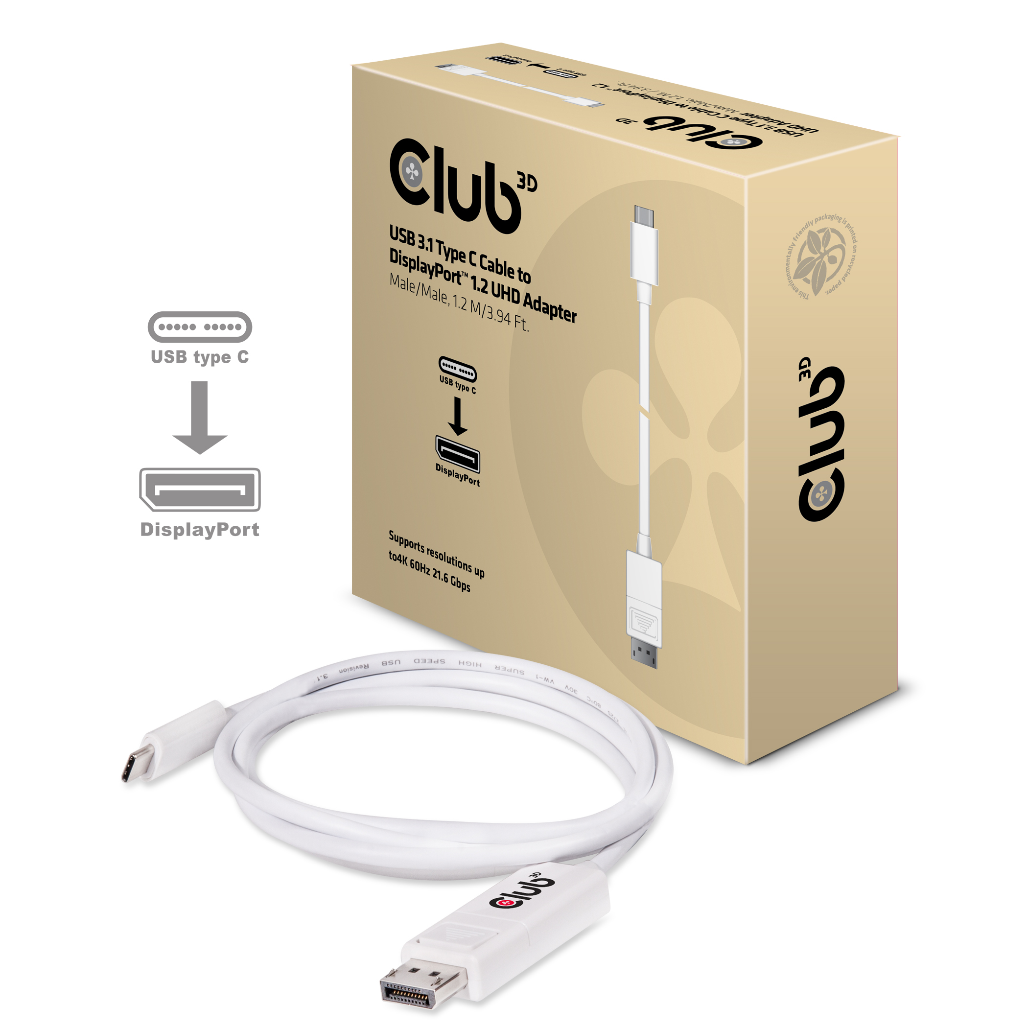 Club 3D USB-C auf DP 1.2 UHD Adapter