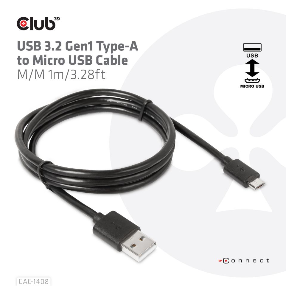 Club 3D Adapterkabel USB-A auf Micro USB - 1m