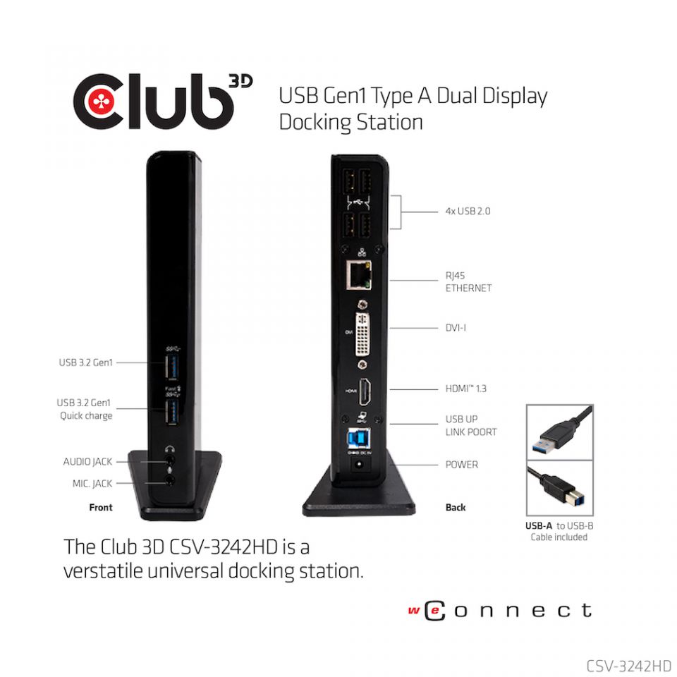 Club 3D USB-B Dockingstation Dual Display 