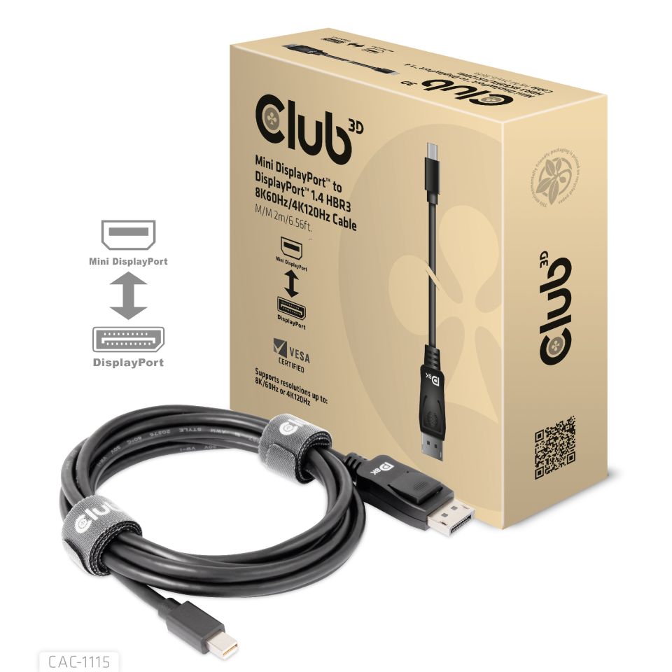 Club 3D Adapterkabel Mini DisplayPort auf DisplayPort 1.4 - 2m