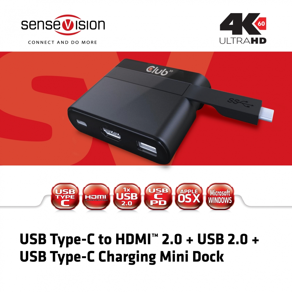 Club 3D USB Typ-C auf HDMI+USB Mini Dock