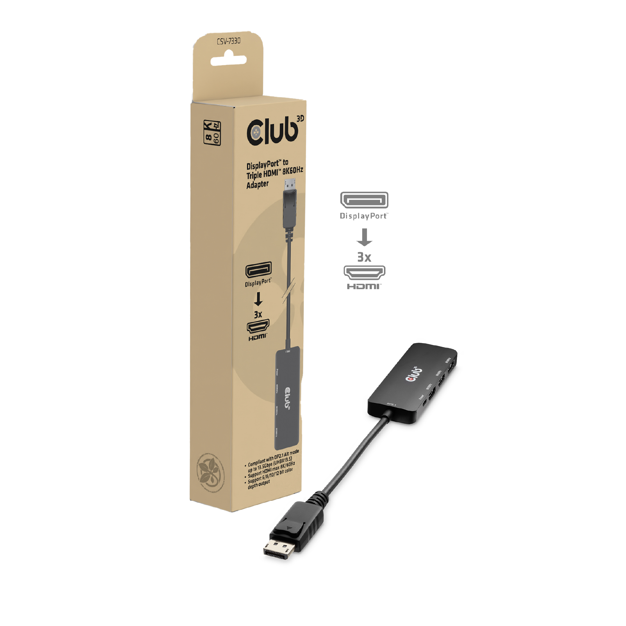 Club 3D Multi Stream Transport (MST) HUB - Tripple Display 8K60Hz