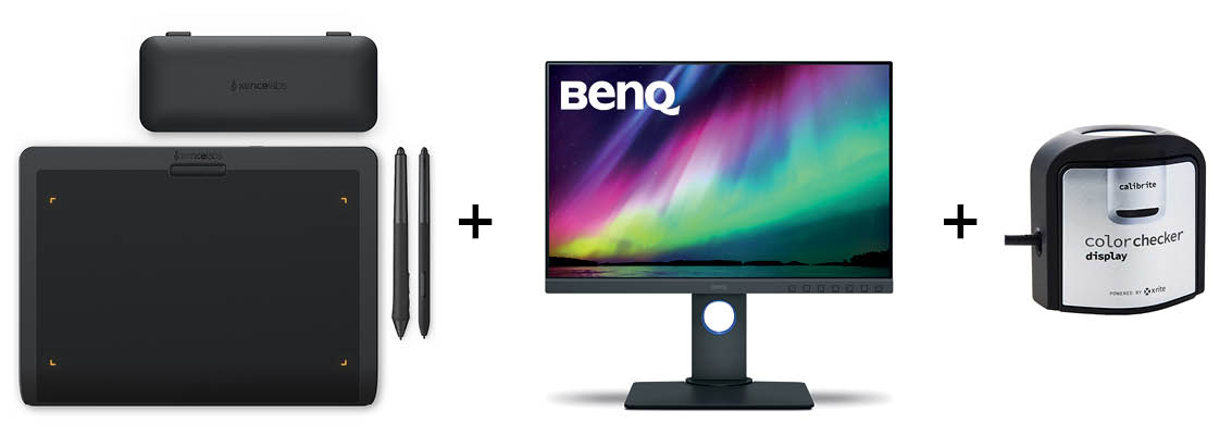 Bundle Xencelabs Pen Tablett S + BenQ SW240 + Calibrite ColorChecker Display