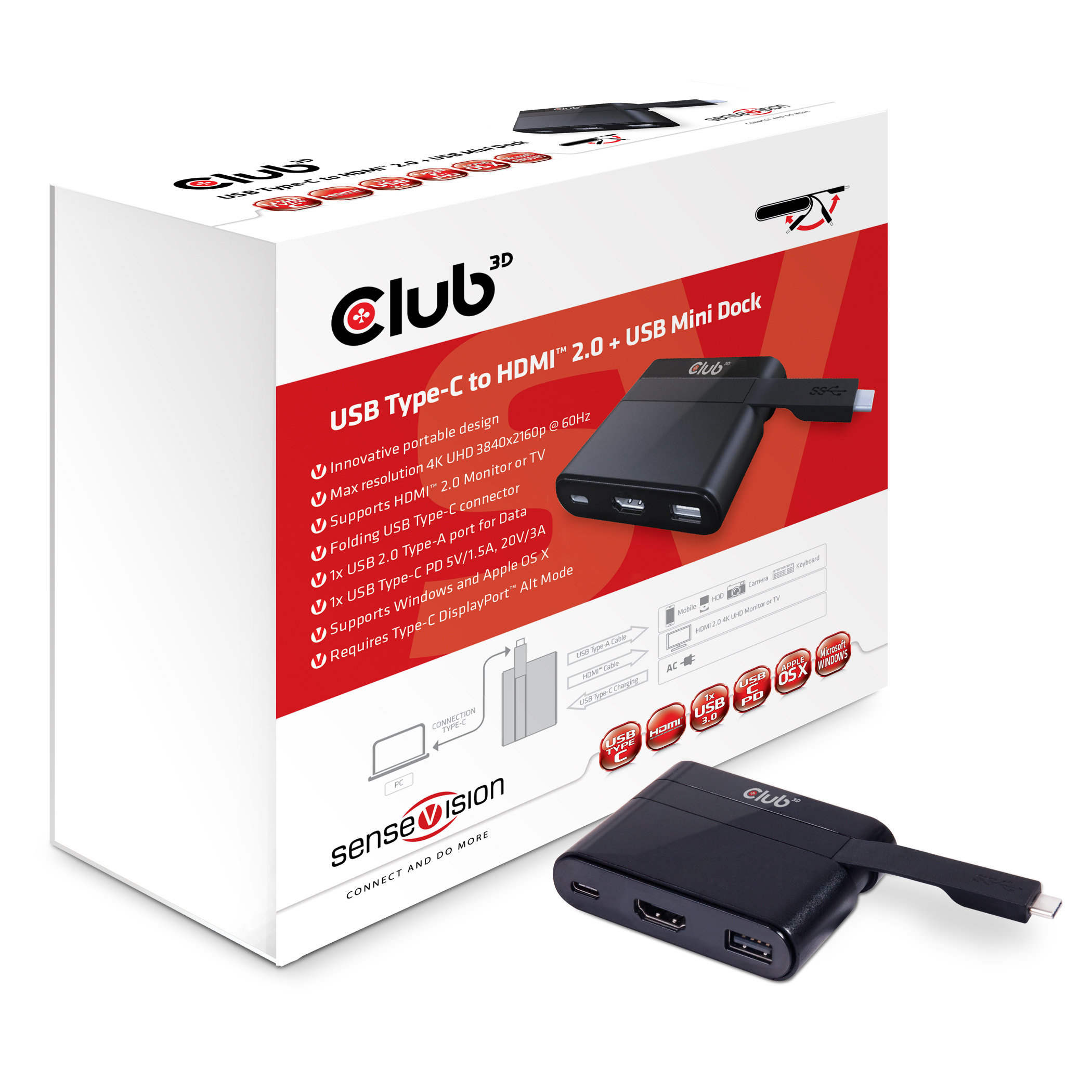 Club 3D USB Typ-C auf HDMI+USB Mini Dock