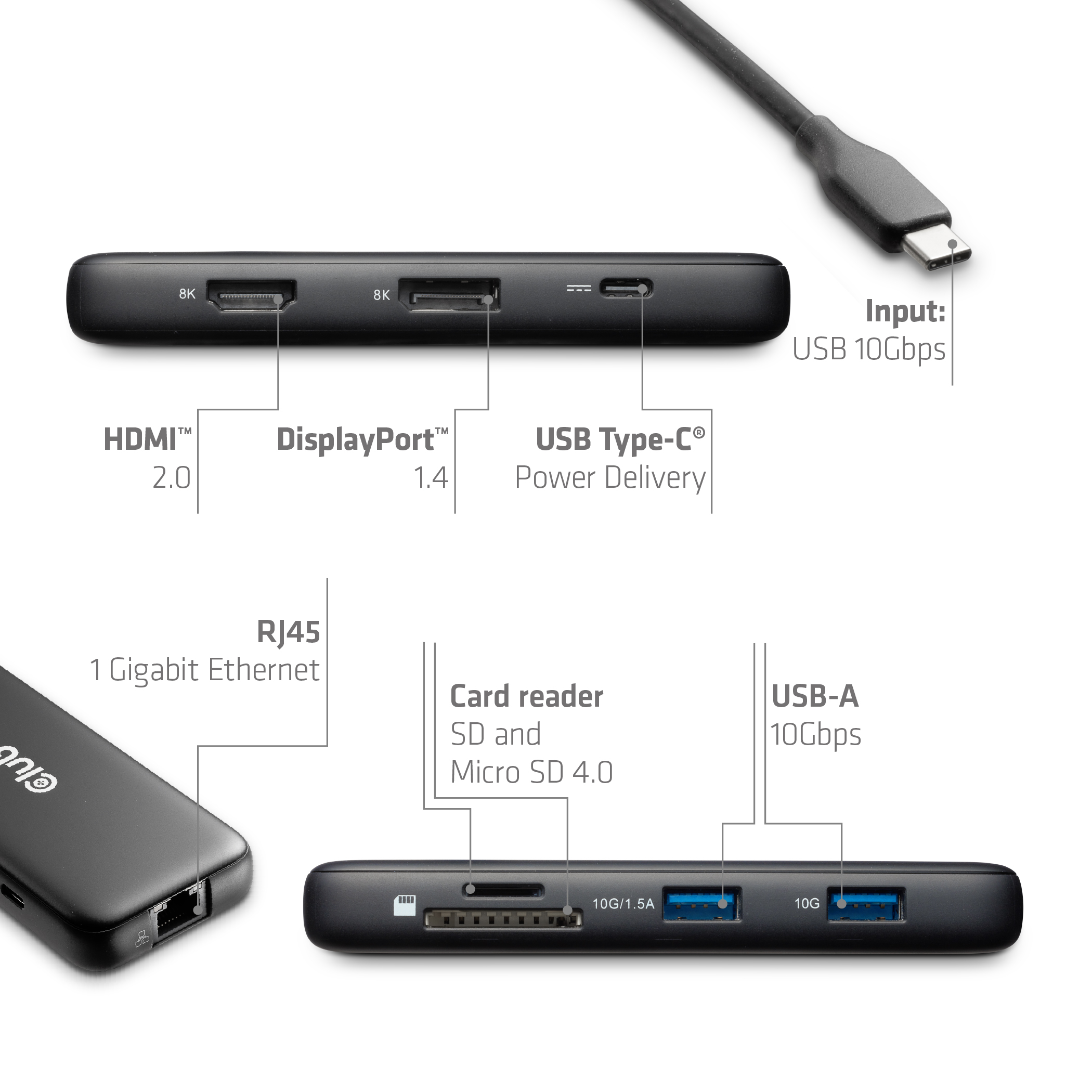 Club 3D USB-C Dockingstation Dual Display 8K30Hz 8 in 1