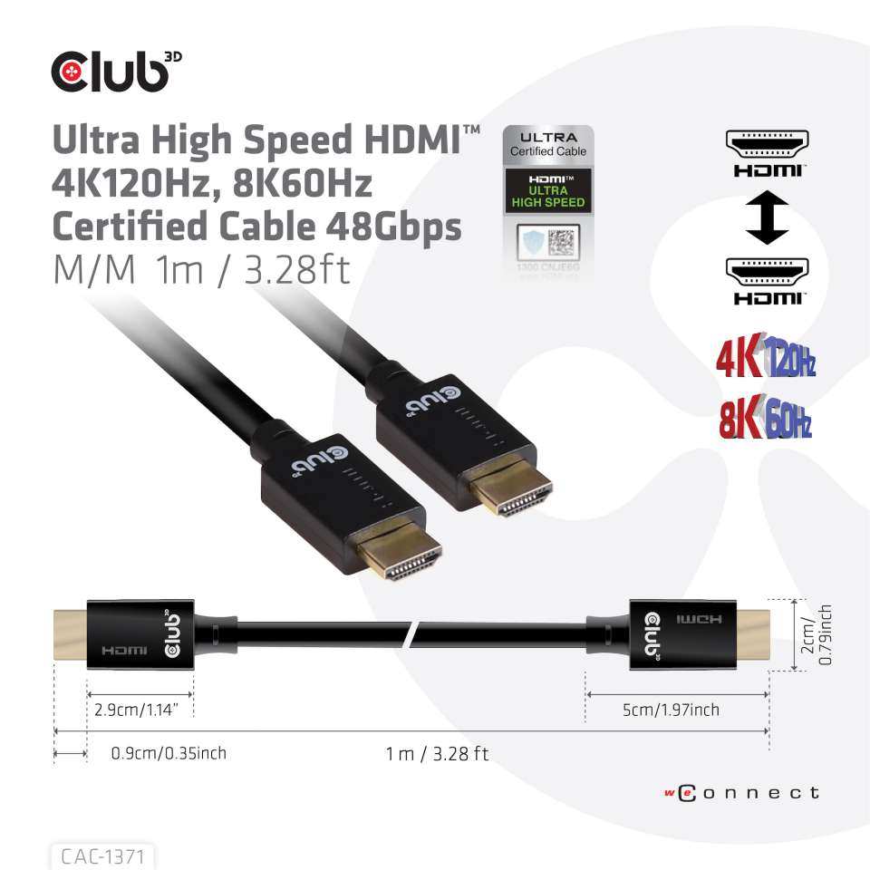 Club 3D Ultra High Speed HDMI 4K120Hz Kabel - 1m