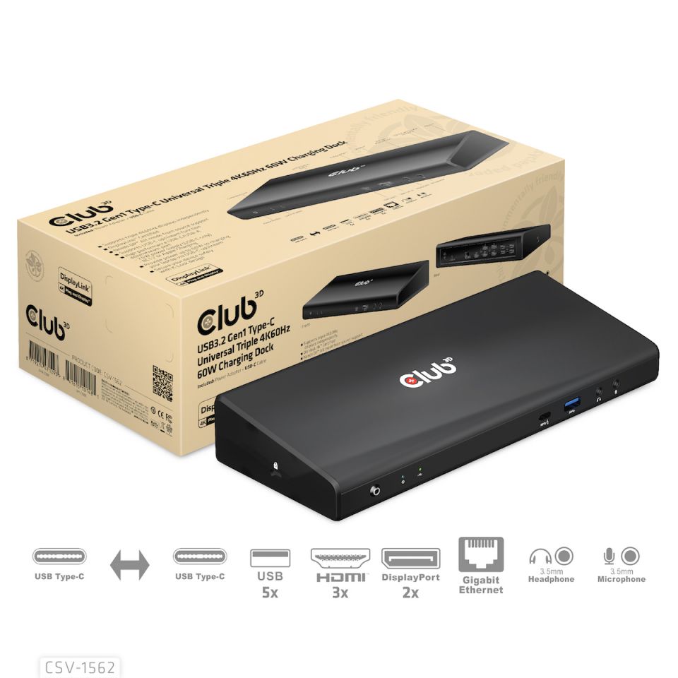 Club 3D SenseVision Connect Triple 4K - Charging Dock