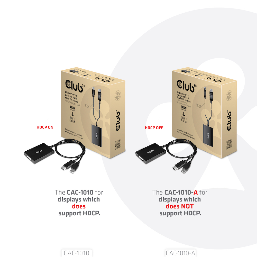 Club 3D DisplayPort auf DL DVI-D - HDCP OFF Adapter