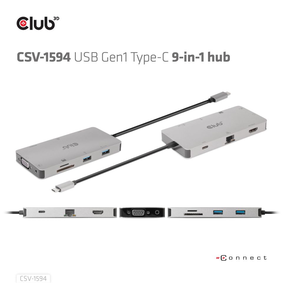 Club 3D USB-C Dockingstation 9-in-1
