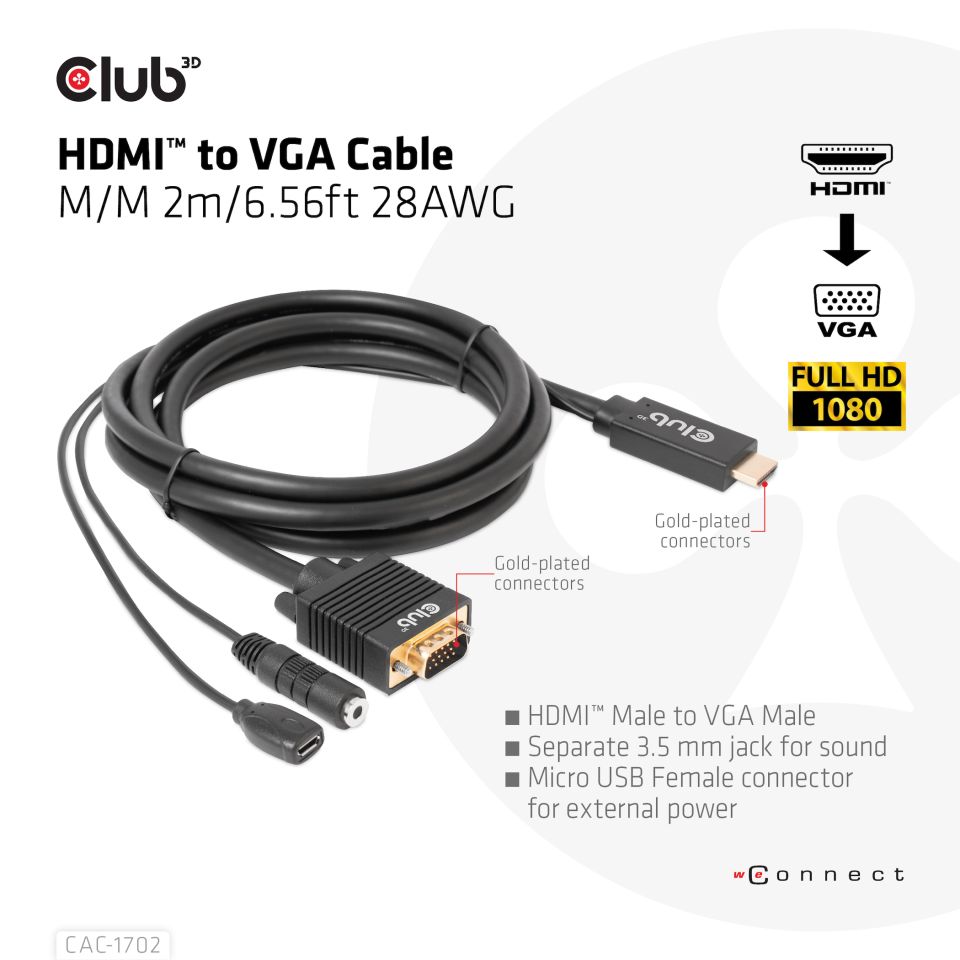 Club 3D Adapterkabel HDMI auf VGA - 2m