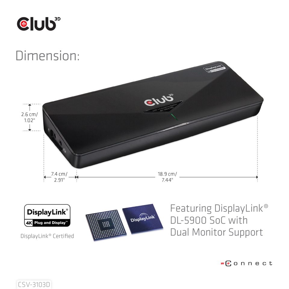 Club 3D USB-B Dockingstation DisplayLink