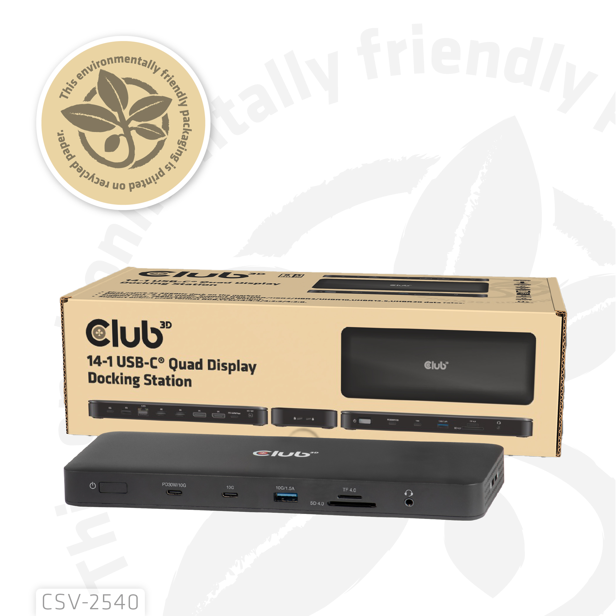 Club 3D Dockingstation - 14 in 1 Quad-Display