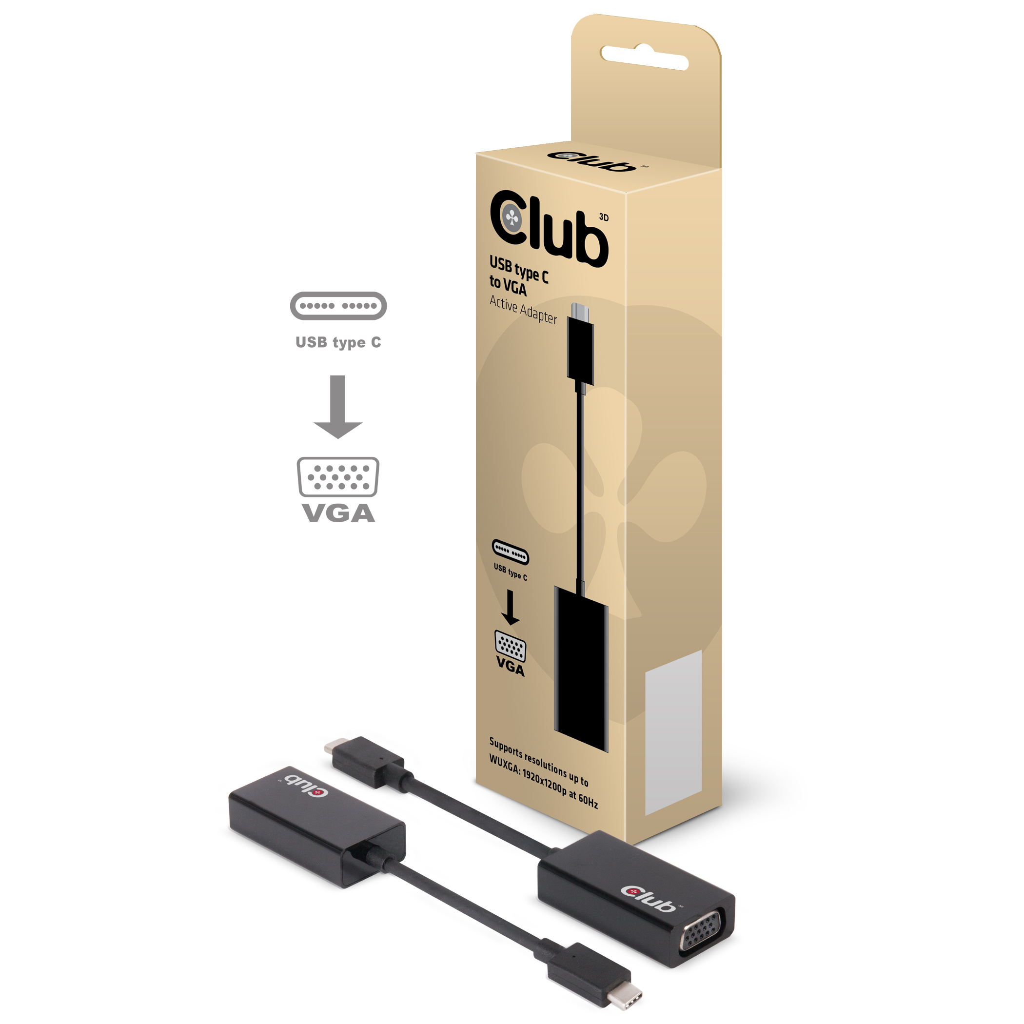 Club 3D USB 3.1 Typ C to VGA Aktiver Adapter