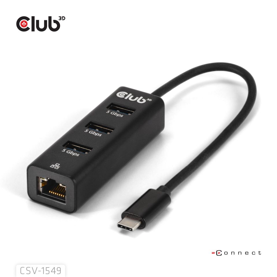 Club 3D USB-C Dockingstation USB-A + Gigabit Ethernet 