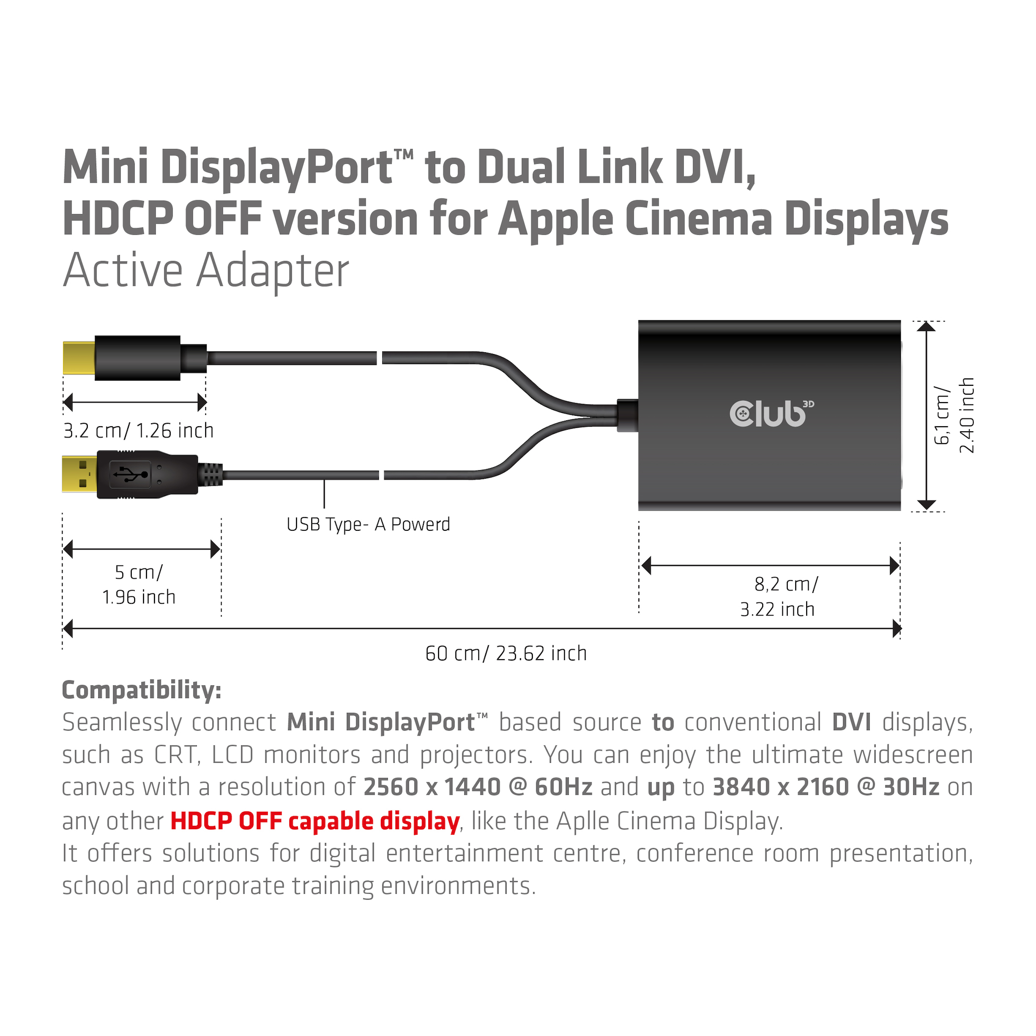 Club 3D Mini DisplayPort auf DVI-D Adapter - HDCP Off