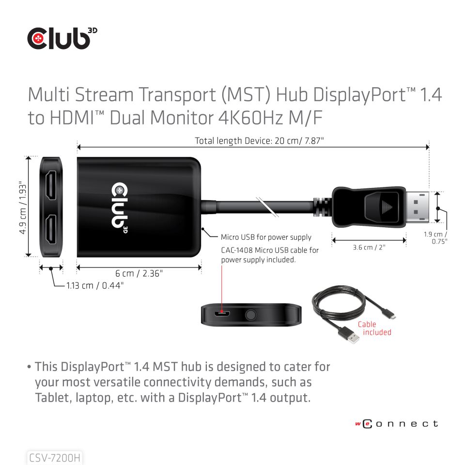 Club 3D MST Hub HDMI Dual