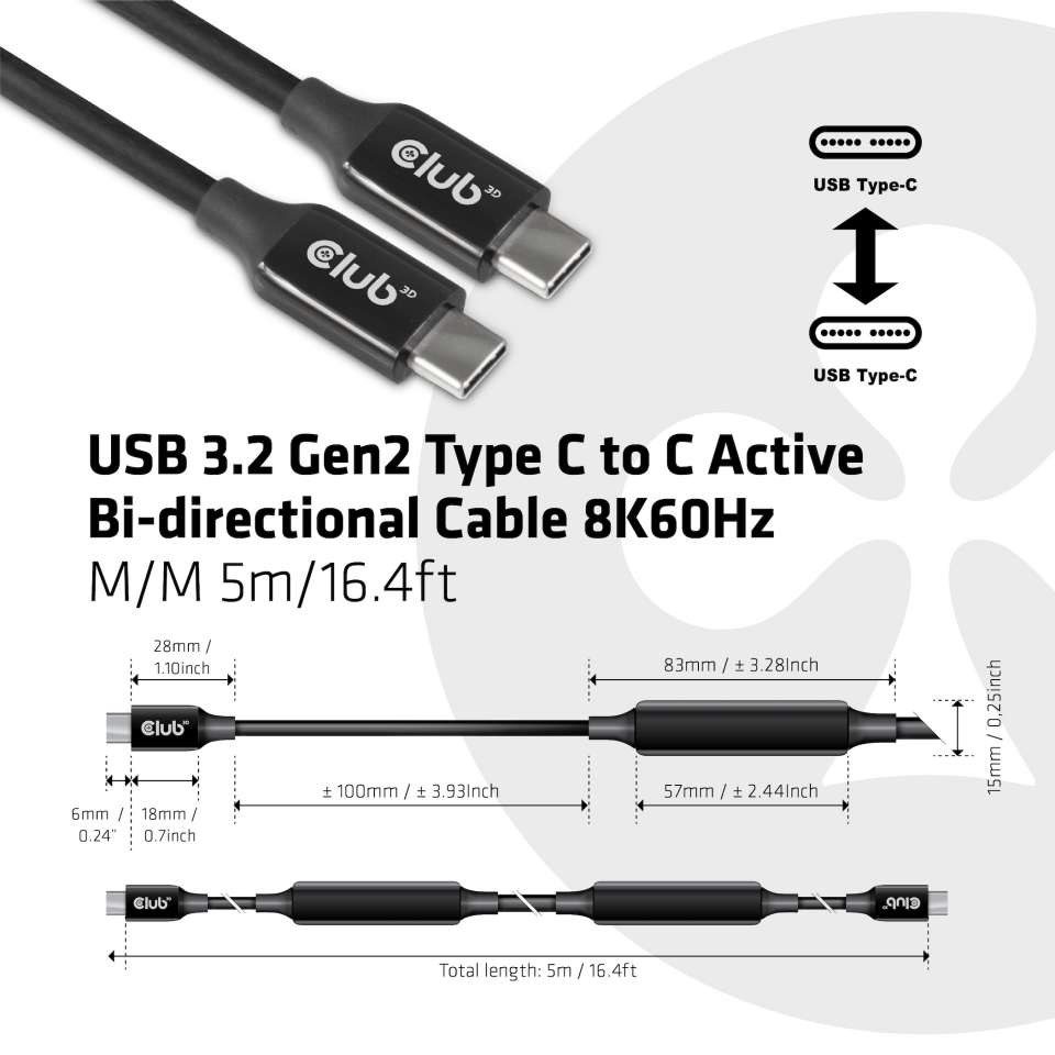 Club 3D USB 3.2 Typ C Kabel - 5m