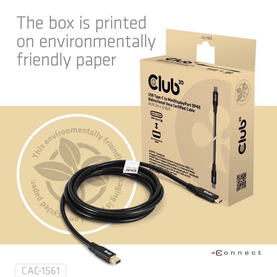 Club 3D Adapterkabel USB-C zu Mini DisplayPort - 2m
