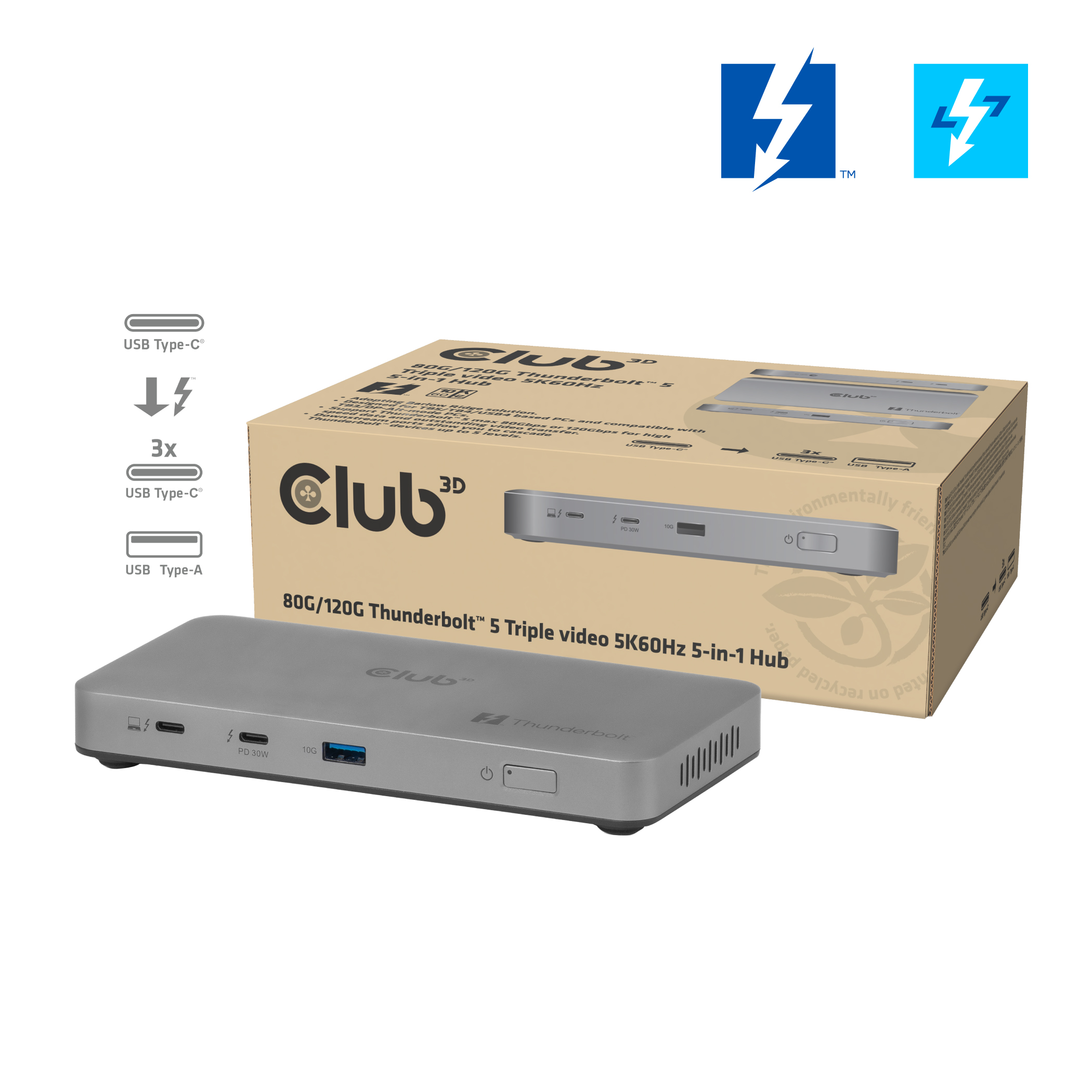 Club 3D Dockingstation - 5-1 Thunderbolt 5