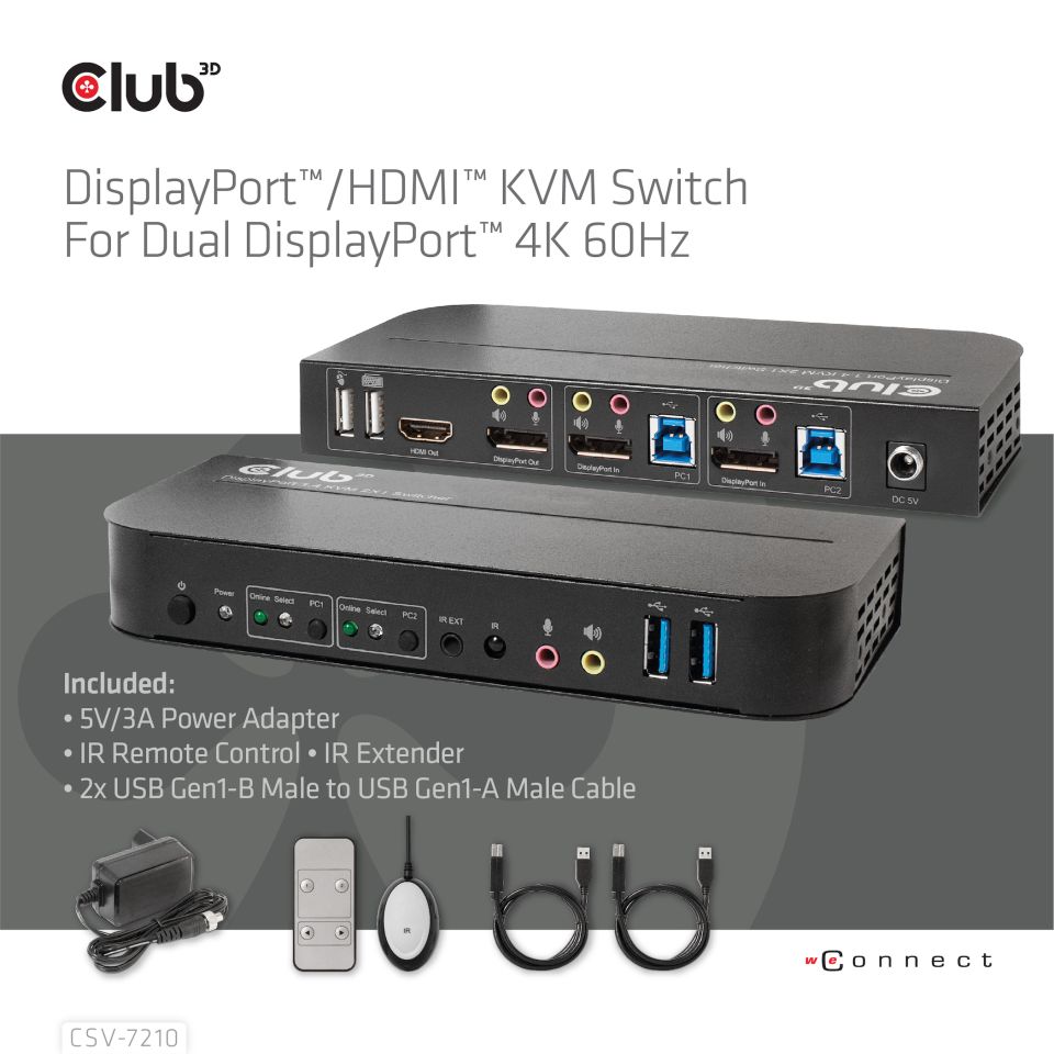 Club 3D KVM-/Audio-Switch auf Dual DP