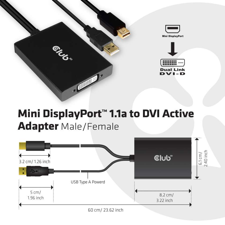 Club 3D Mini DisplayPort auf DVI-D Adapter