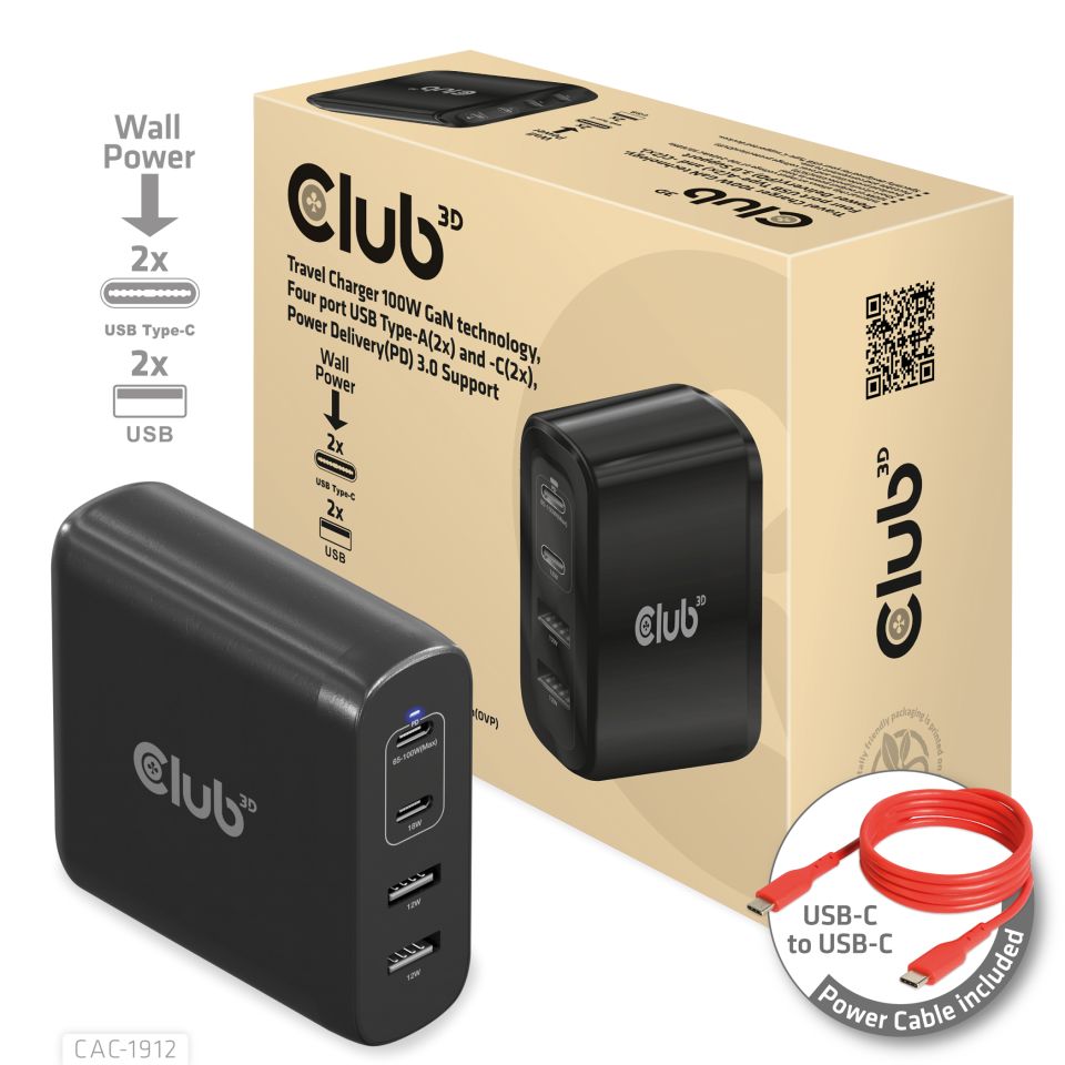 Club 3D Reiseladegerät - 100W 